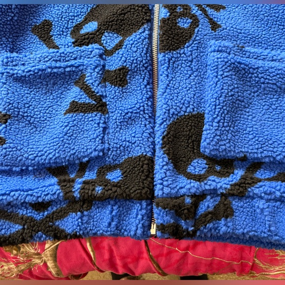 Current Mood Skull On My Sleeve Sherpa Zip Up Hoodie/Jacket by Dolls Kill - Picture 6 of 12